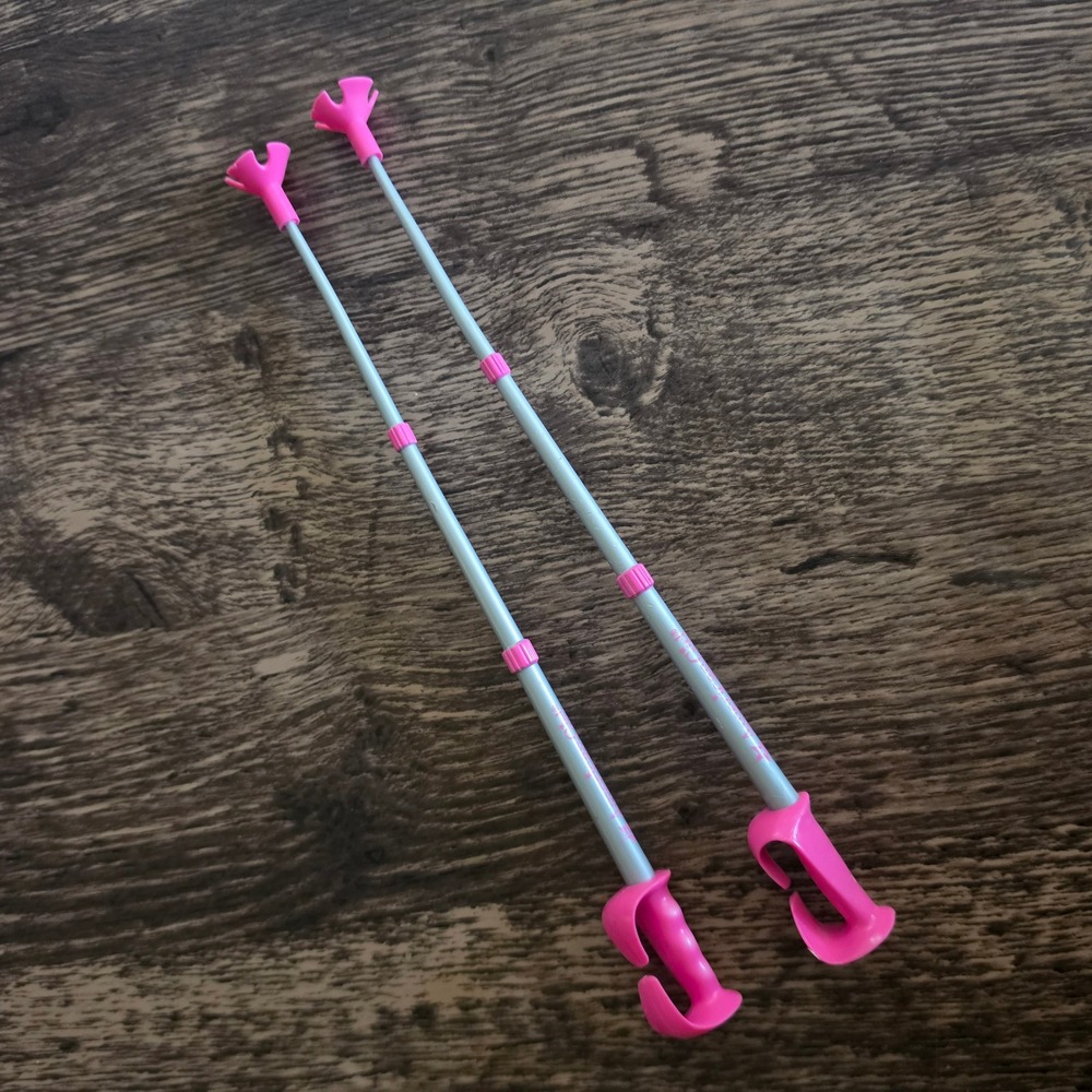 AMERICAN GIRL Doll Ski Poles Kids Pink Silver Winter Sports Accessory